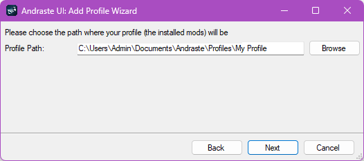 Add Profile Wizard Page 3